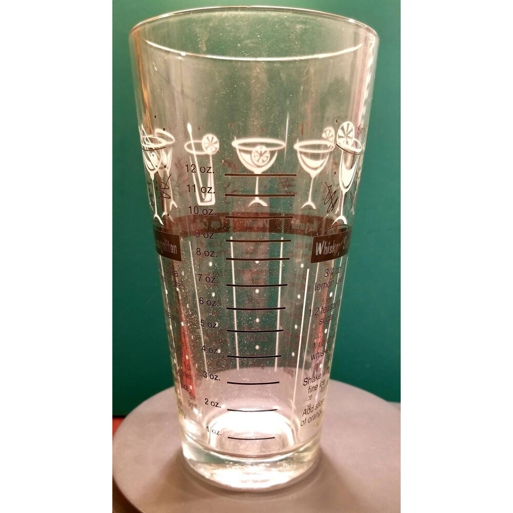 Classic Drink Recipe Cocktail Mixing Glass Vintage Retro Barware 18oz